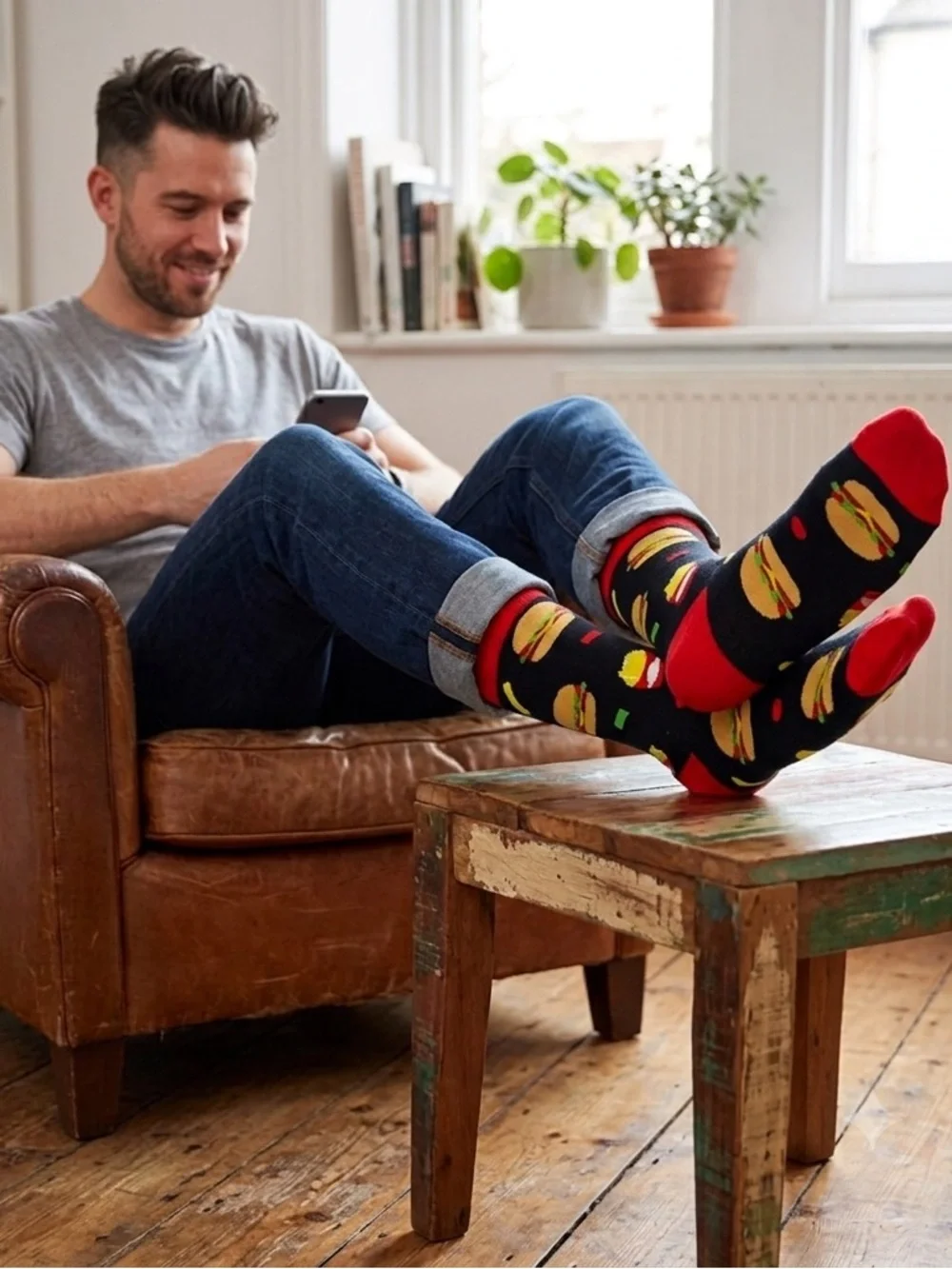 NWOT Burger Time! Fun Burger & Fry Novelty Crew Socks – Funky Fast Food Socks
